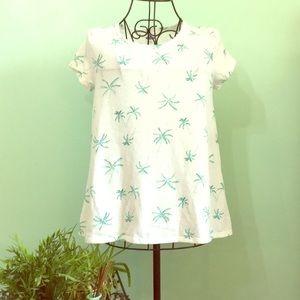 Old Navy White and Light Green Palm Tree T-Shirt